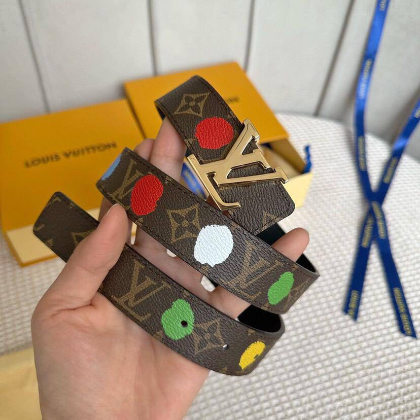 Louis Vuitton x Kusama Initiales 30mm Reversible Painted Dots Belt