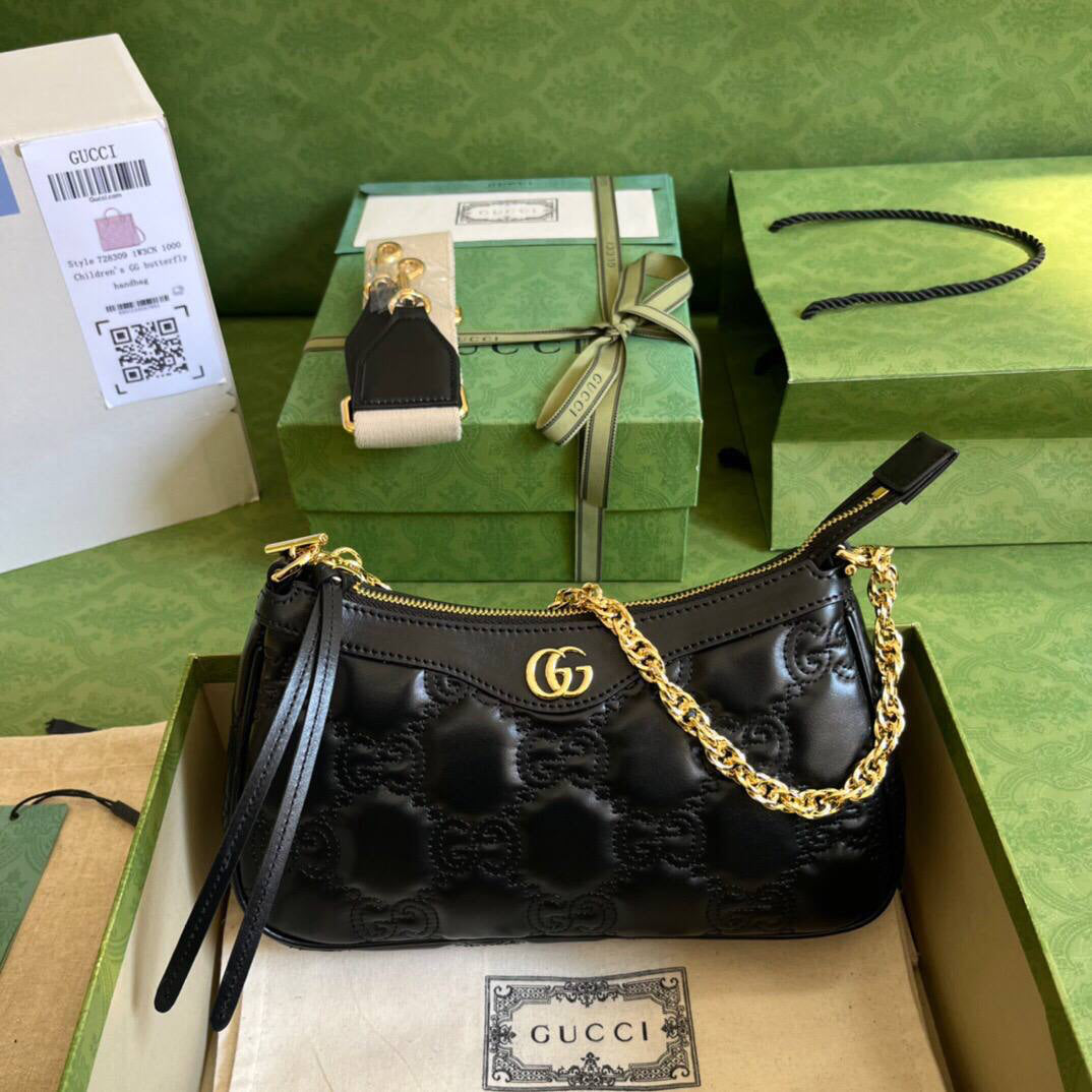 Gucci Leather GG Matelassé Shoulder Bag