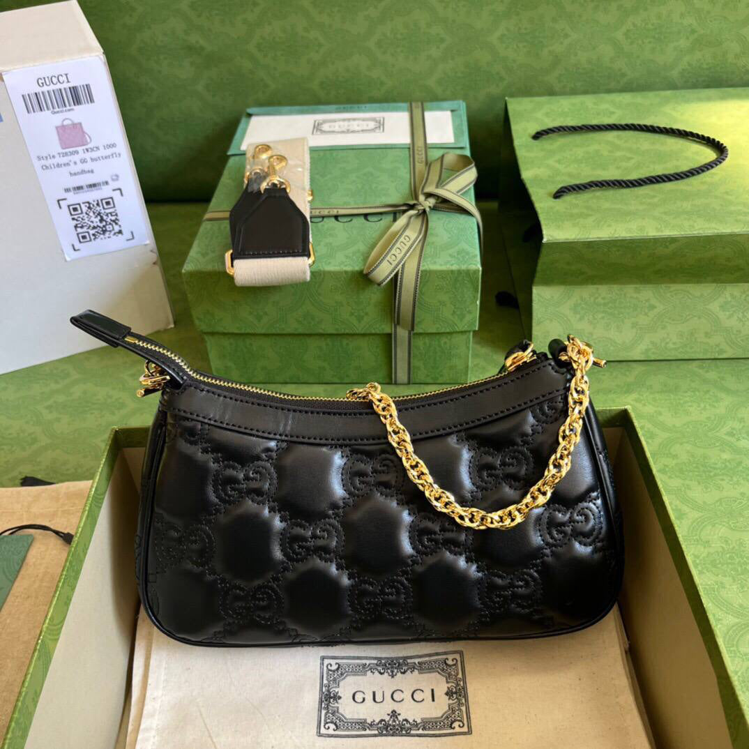 Gucci Leather GG Matelassé Shoulder Bag