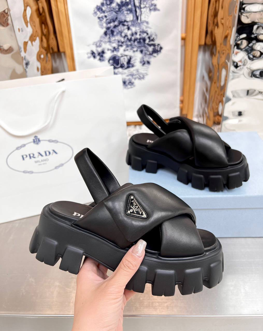 Prada Monolith padded nappa leather sandals
