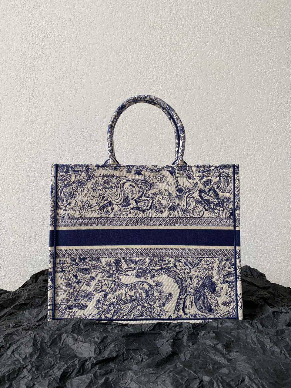Dior Large Book Tote (Toile de Jouy Sauvage Embroidery)