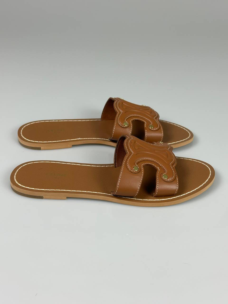 Celine Triomphe Tan Mules