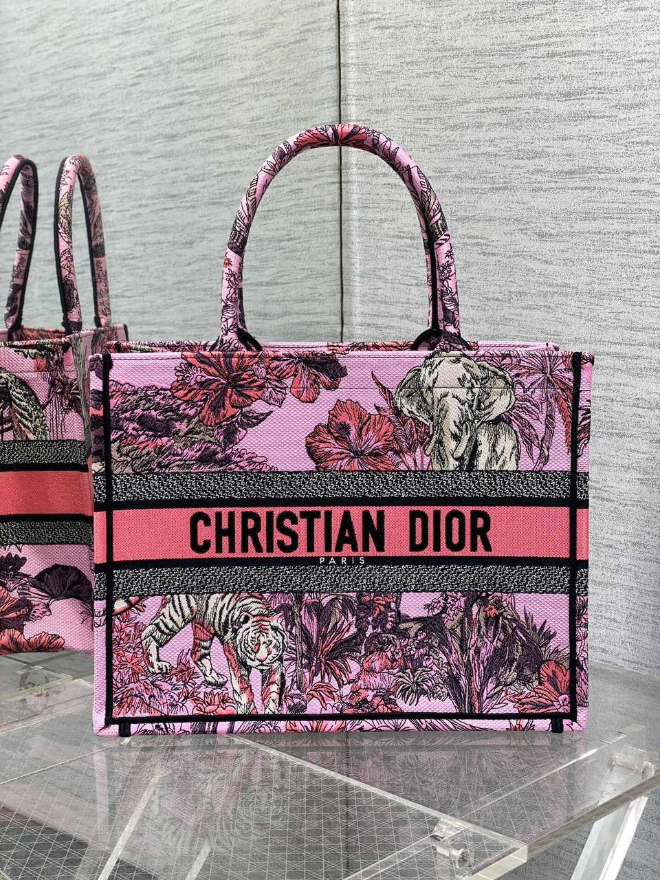 Dior Medium Book Tote (Toile de Jouy Sauvage Embroidery)
