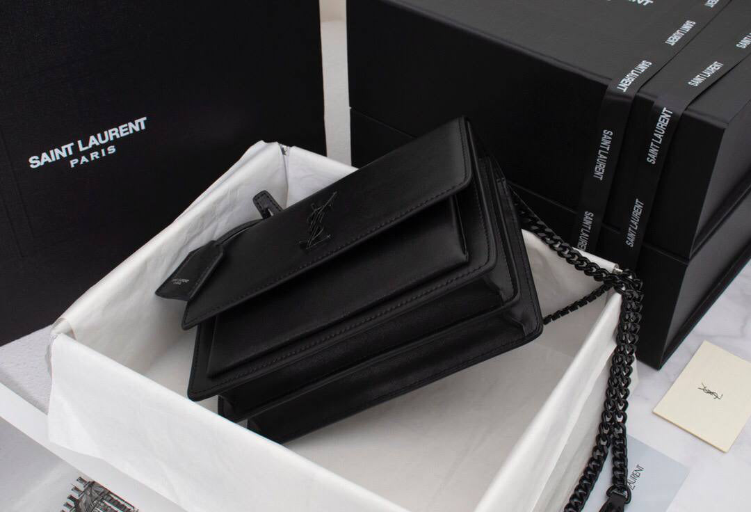 Saint Laurent Sunset Chain Bag in Smooth Leather