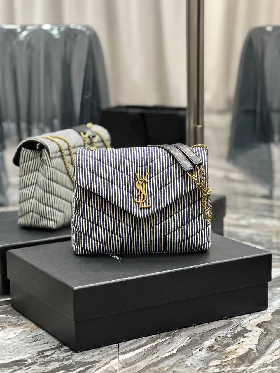 Saint Laurent Loulou Striped Shoulder Bag