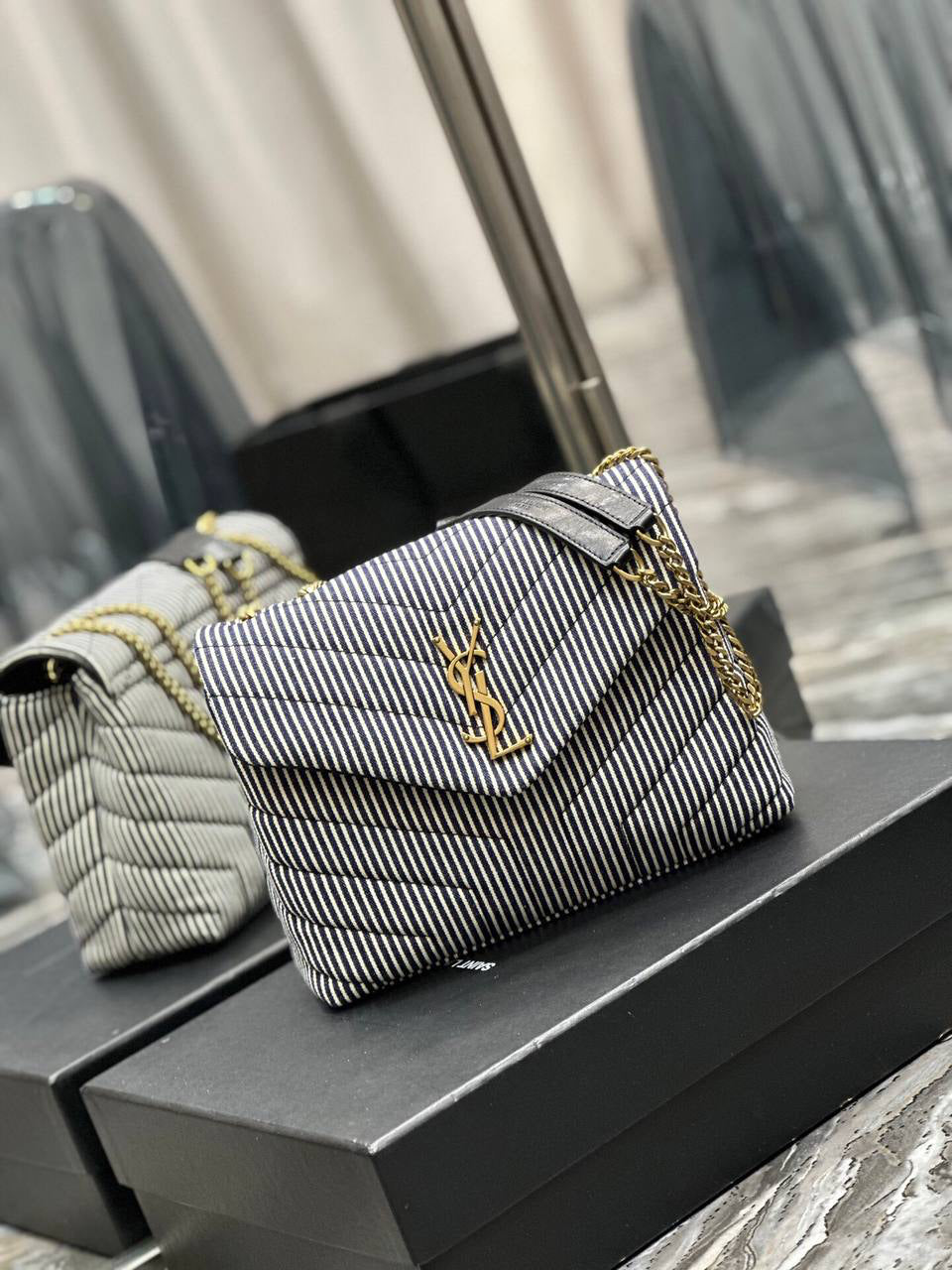 Saint Laurent Loulou Striped Shoulder Bag