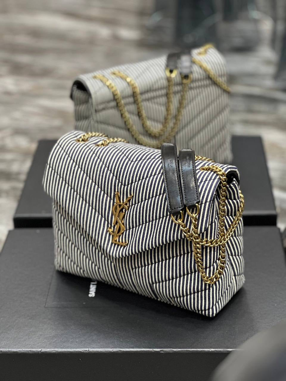 Saint Laurent Loulou Striped Shoulder Bag