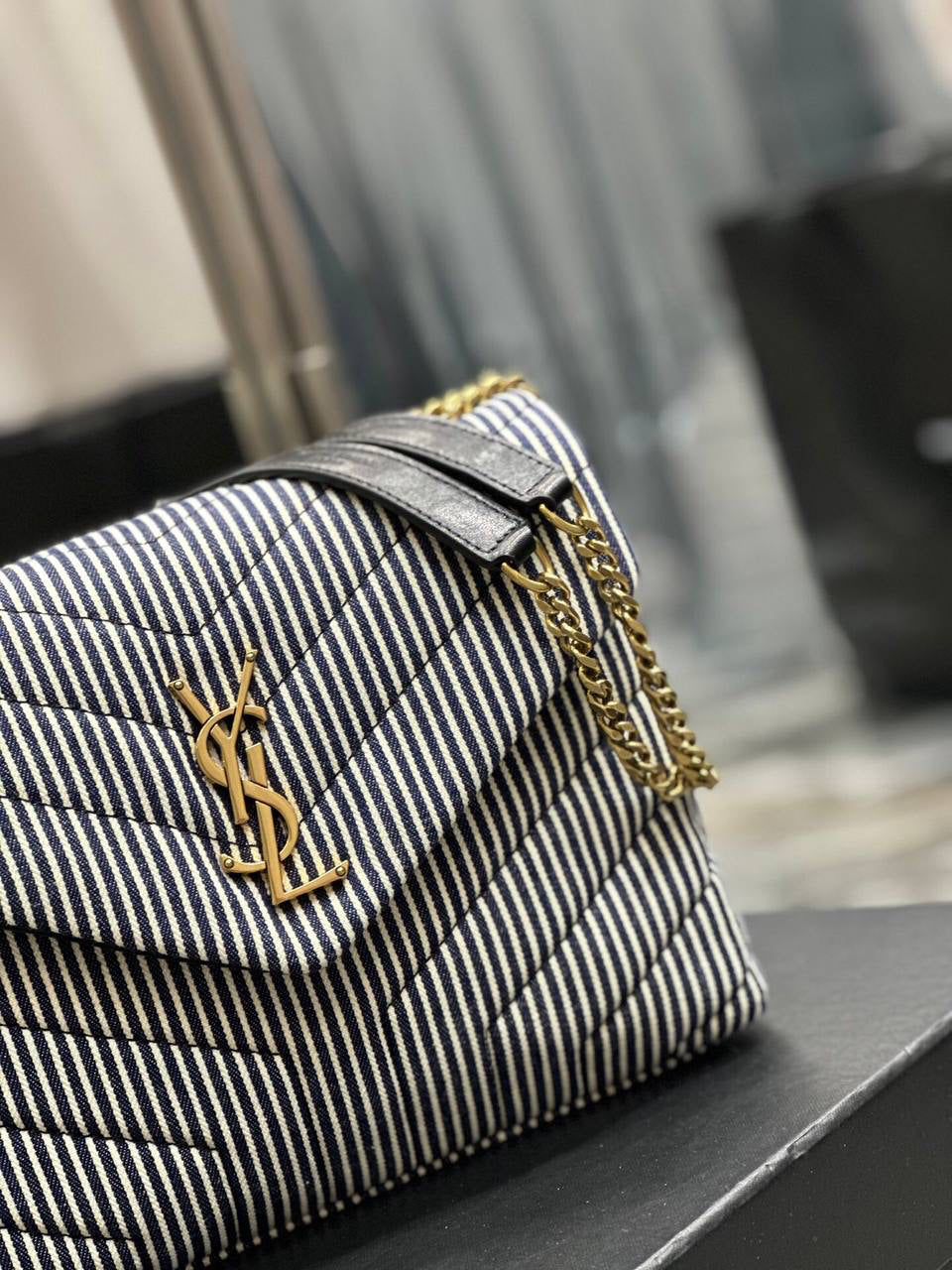 Saint Laurent Loulou Striped Shoulder Bag
