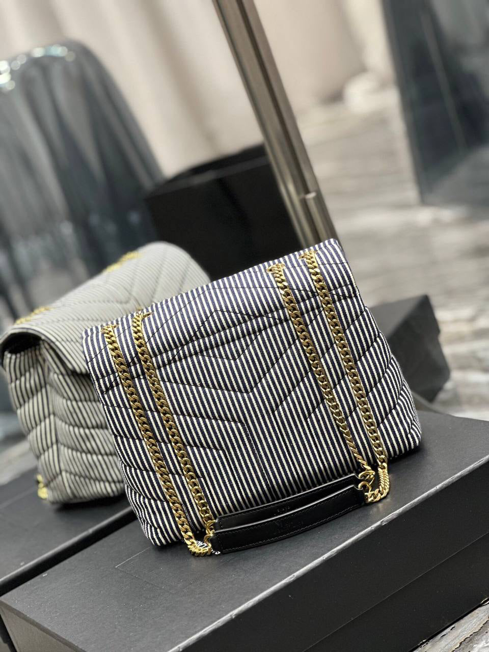 Saint Laurent Loulou Striped Shoulder Bag