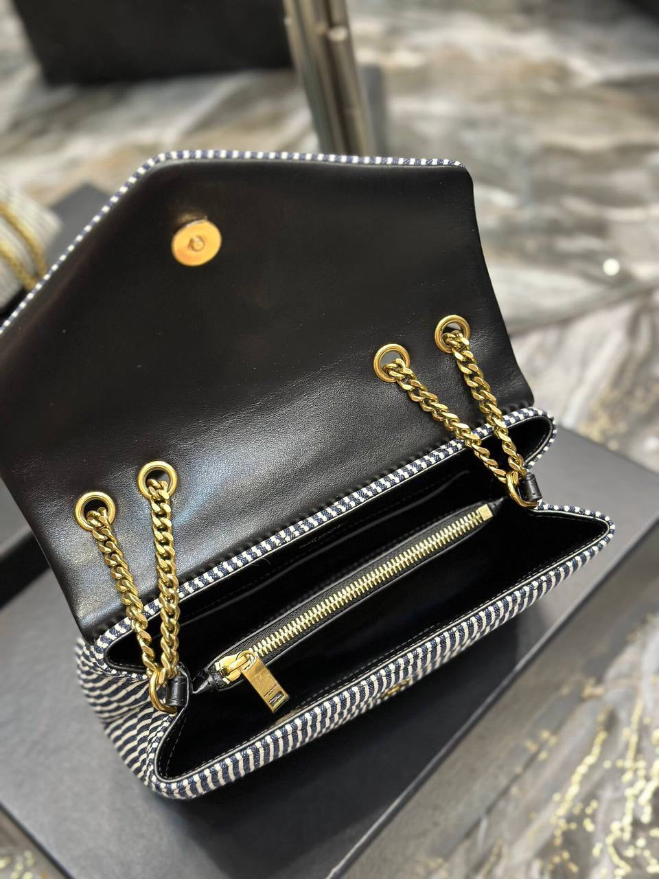Saint Laurent Loulou Striped Shoulder Bag