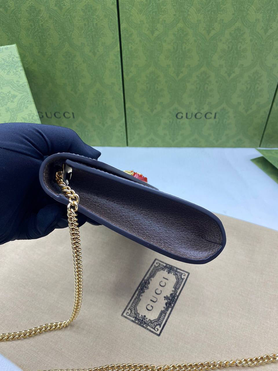 Gucci GG Strawberry Mini Wallet Bag