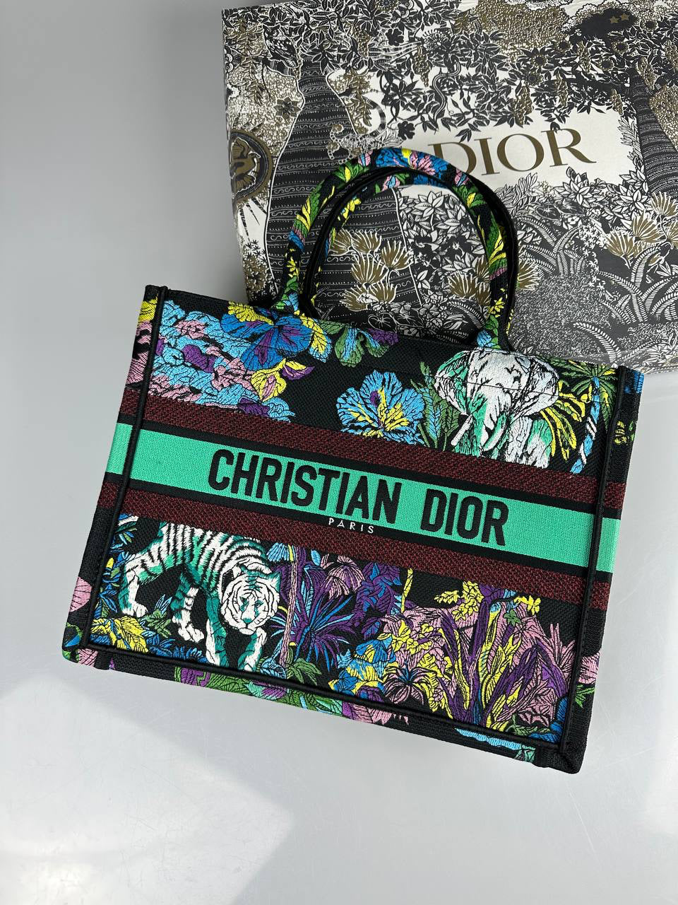 Dior Medium Book Tote (Toile de Jouy Sauvage Embroidery)