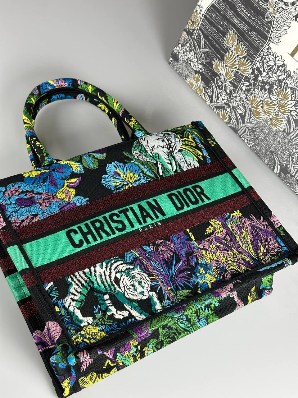 Dior Medium Book Tote (Toile de Jouy Sauvage Embroidery)