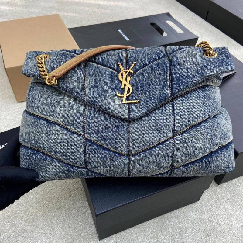 Saint Laurent Loulou Puffer Denim