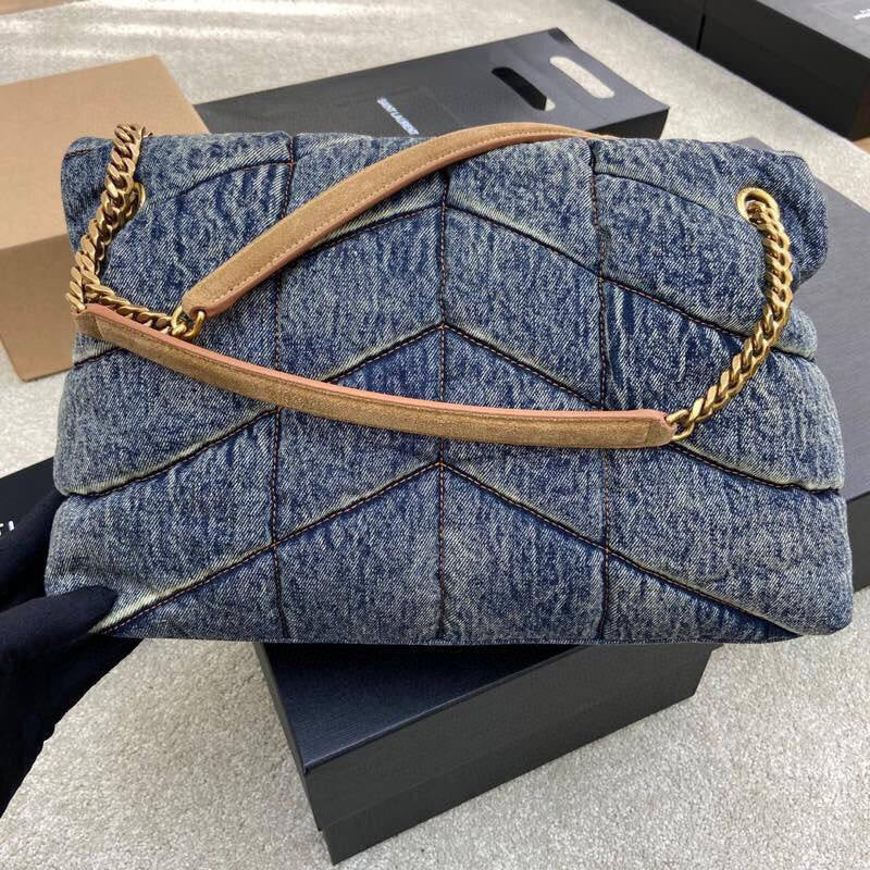 Saint Laurent Loulou Puffer Denim