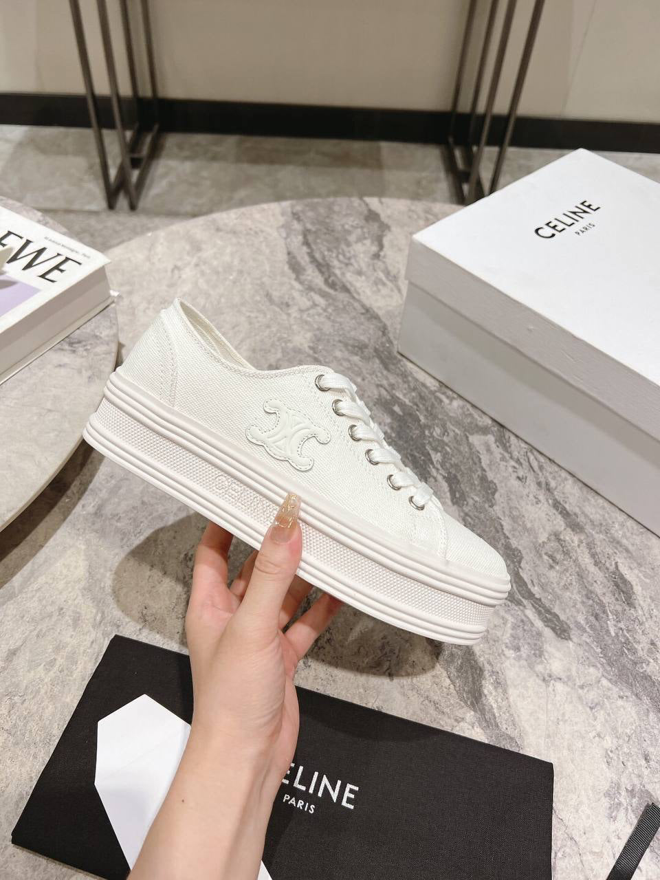 Celine Jane Low Lace-Up Sneaker