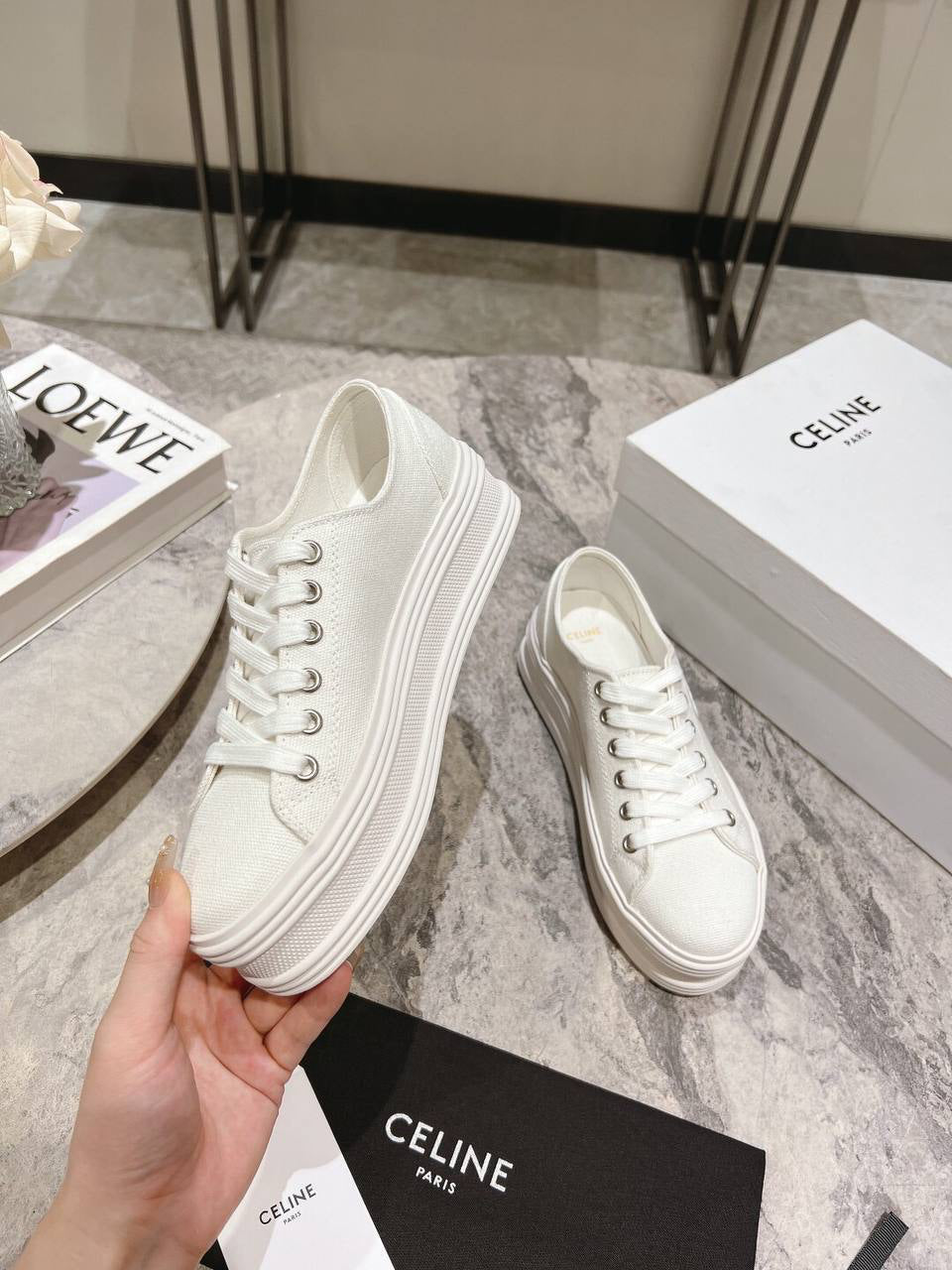 Celine Jane Low Lace-Up Sneaker
