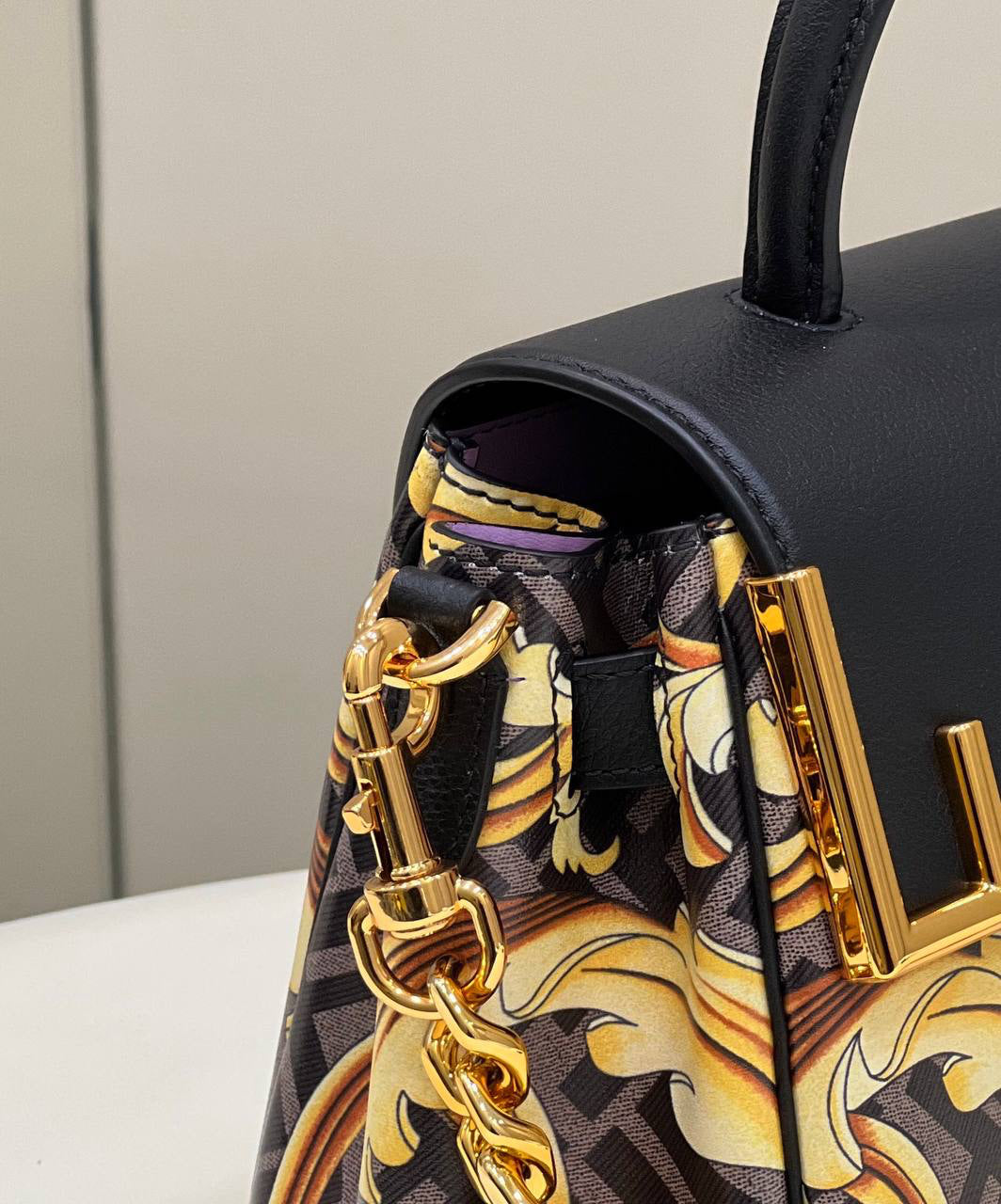 Fendi Fendace La Medusa Medium Handbag Gold Baroque