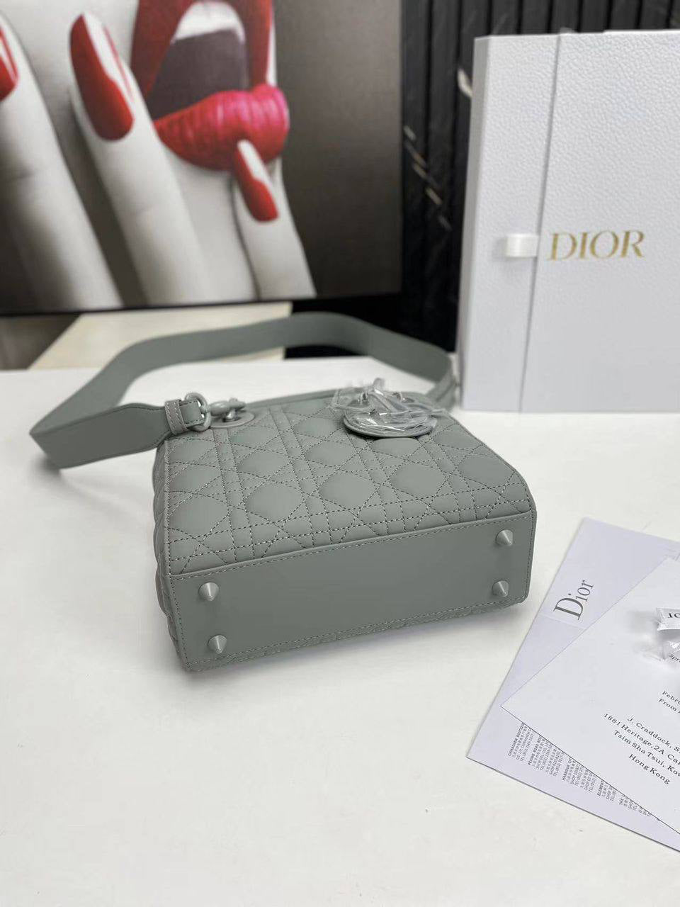 Dior Lady Ultramatte Gray Stone Cannage