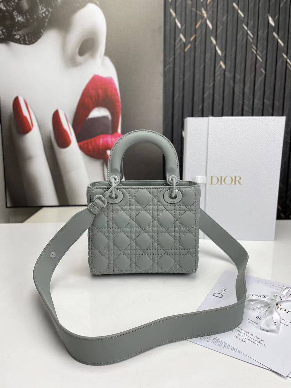 Dior Lady Ultramatte Gray Stone Cannage