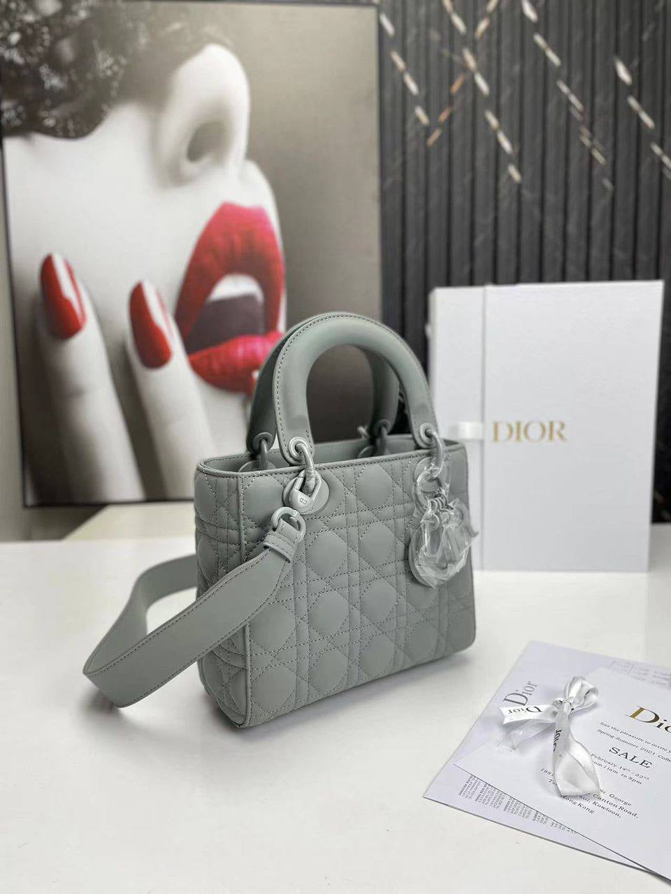 Dior Lady Ultramatte Gray Stone Cannage