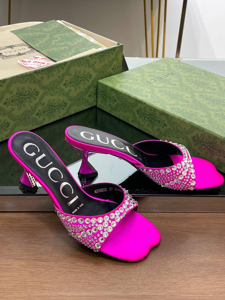 Gucci Embellished satin sandals