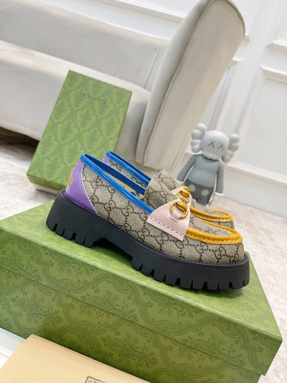 Gucci GG canvas colour-block loafers