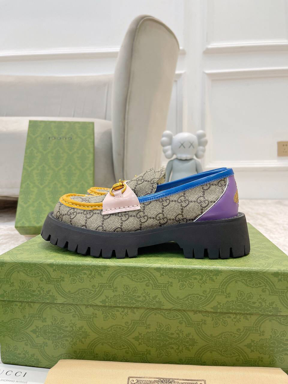 Gucci GG canvas colour-block loafers