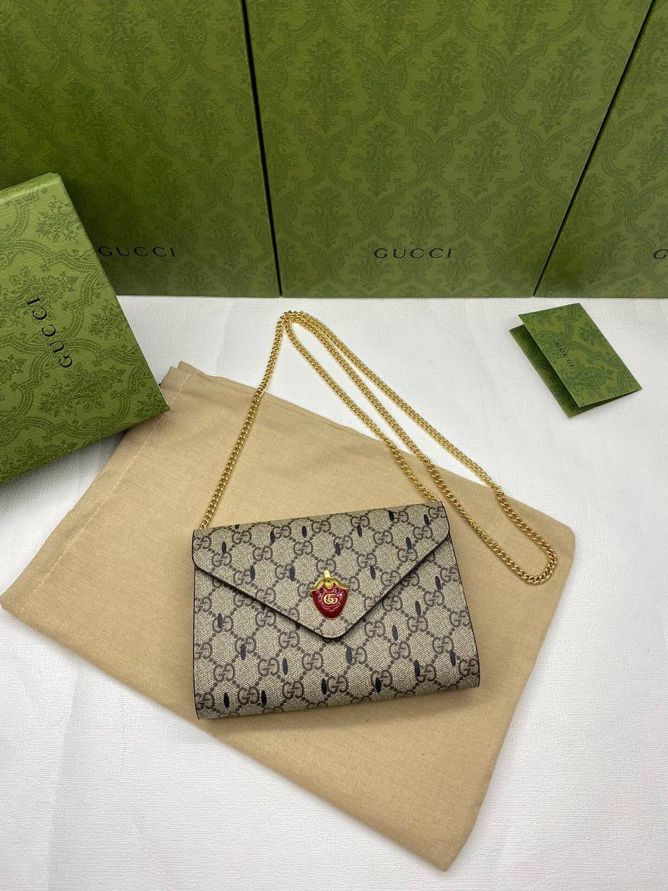 Gucci GG Strawberry Mini Wallet Bag