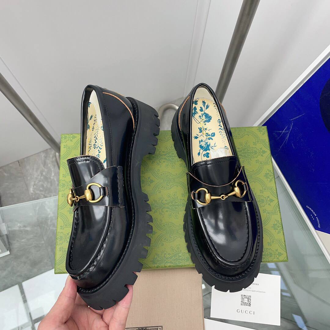 Gucci Leather lug sole loafers